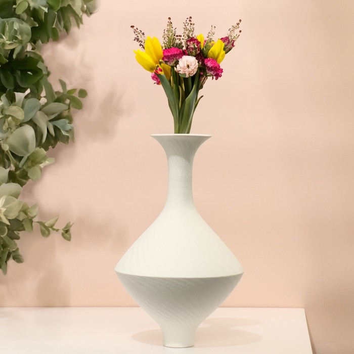 Ваза для цветов декоративная «Стелла» цвет белый 25 х 16 х 16 см ваза декоративная металлическая вещицы фактура цвет серый 16×16×25 см