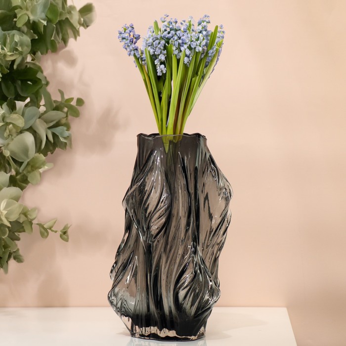 Ваза для цветов «Лючия» из прозрачного черного стекла 26,5 х 8 х 8 см ваза пилея из прозрачного черного стекла 20 18 18 см