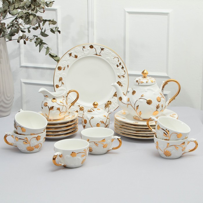 Наборы посуды чайный сервиз столовый фарфоровый «Соната» 22 предмета сервиз столовый соната изящное золото 18 пр leander