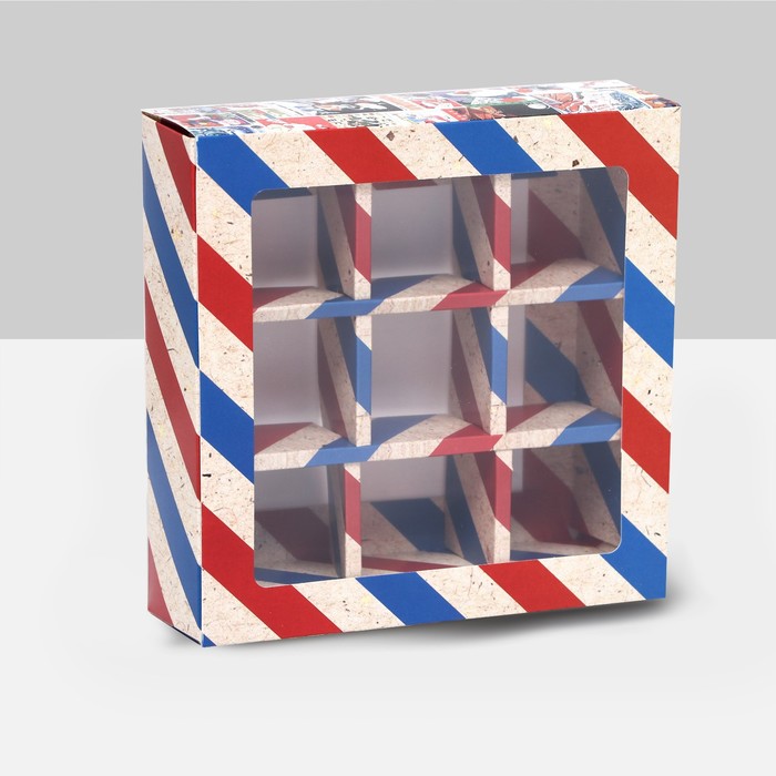 Коробка складная под 9 конфет, «Новогодняя почта», 13,7 х 13,7 х 3,5 см
