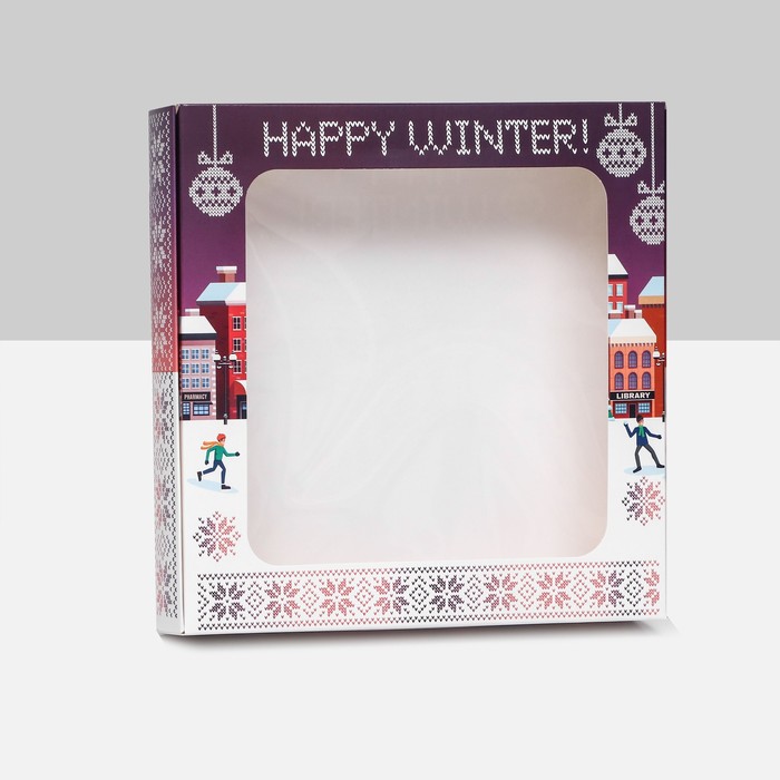 коробка самосборная новогодние поздравления 16 х 16 х 3 см Коробка самосборная Счастливой зимы, 16 х 16 х 3 см