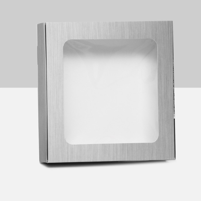 Коробка самосборная, с окном, серебрянная, 16 х 16 х 3 см коробка самосборная с праздником 16 х 16 х 3 см