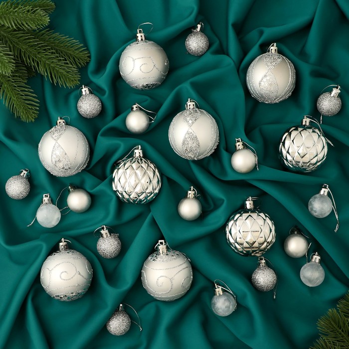 Набор шаров пластик d-2,5 и 5,5 см, 33 шт Хоровод серебро товары для праздника веселый хоровод набор шаров металлик 30 см 100 шт