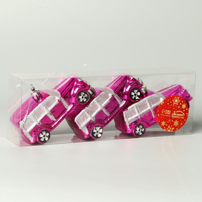 фото Набор украшений пластик 3 шт "модельки" 9х3,5 см, розовый зимнее волшебство