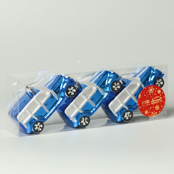 фото Набор украшений пластик 3 шт "модельки" 9х3,5 см, синий зимнее волшебство