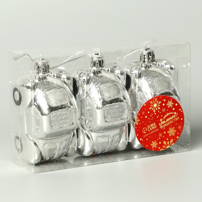 фото Набор украшений пластик 3 шт "автолегенда" 7,5х4 см, серебро зимнее волшебство