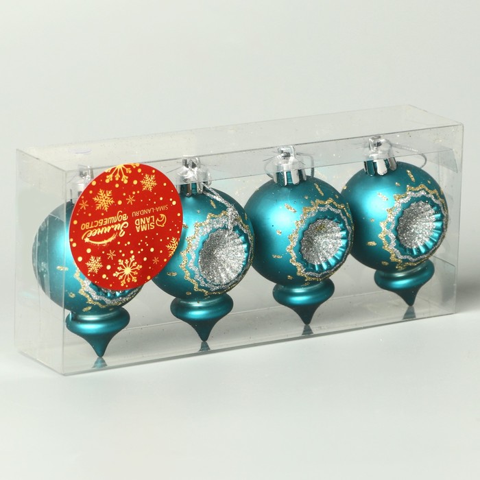 фото Набор украшений пластик 4 шт "огонёк" 4х6 см, изумруд зимнее волшебство