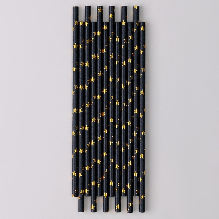 Трубочки для коктейля «Звёзды» набор 12 шт., цвет чёрный