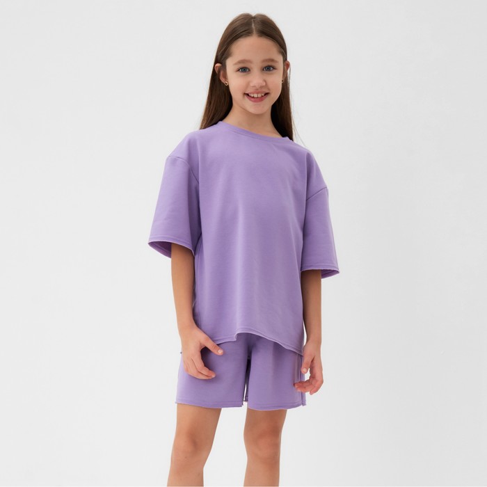 Костюм детский (футболка, шорты) MINAKU: Casual Collection цвет лиловый, рост 134 см костюм детский футболка шорты minaku casual collection цвет лиловый рост 110 см