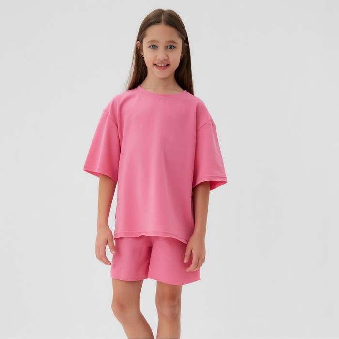 Костюм детский (футболка, шорты) MINAKU: Casual Collection цвет розовый, рост 122 см