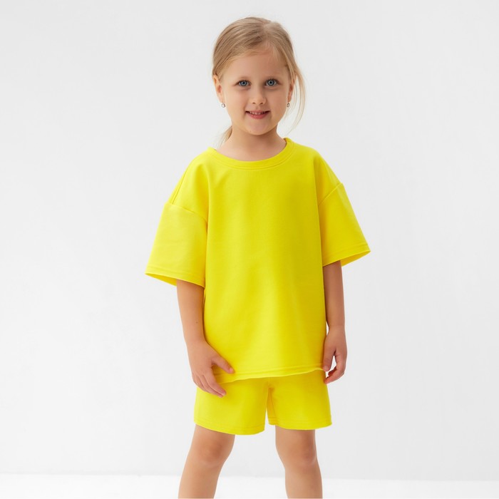 Костюм детский (футболка, шорты) MINAKU: Casual Collection цвет жёлтый, рост 110 см костюм детский футболка шорты minaku casual collection цвет лиловый рост 110 см