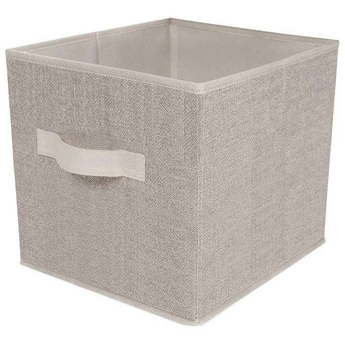 Короб-кубик для хранения «Лен», 30х30х30 см, бежевый