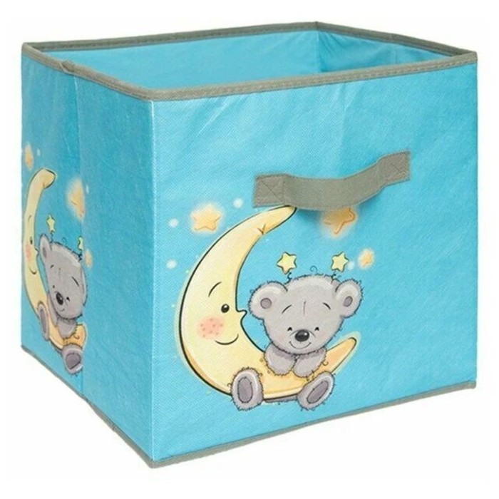 Короб-кубик для хранения «Мишка», 30х30х30 см, голубой