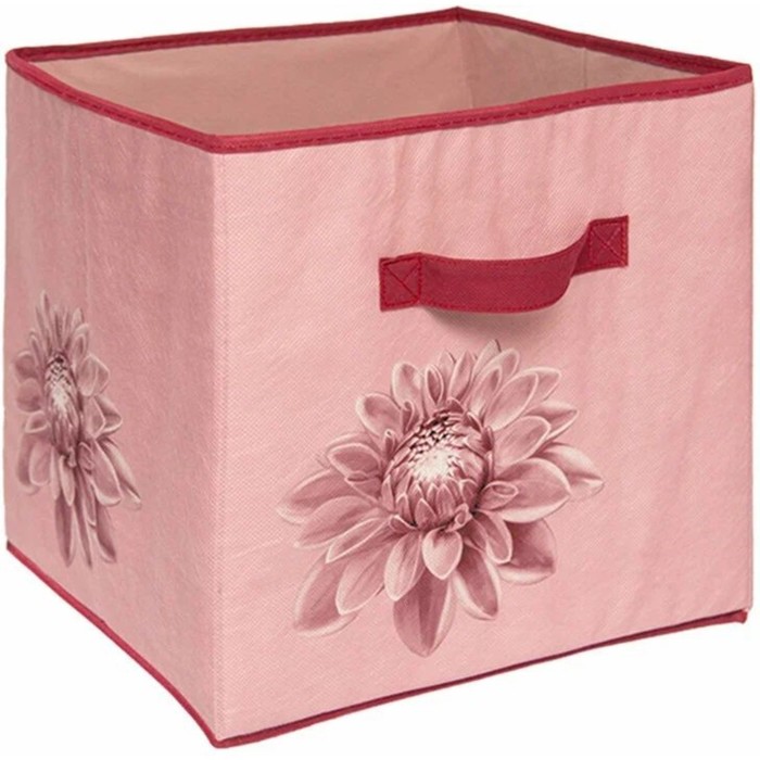 Короб-кубик для хранения «Хризантема», 30х30х30 см, розовый