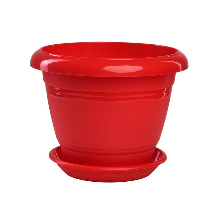 Пластиковый горшок «Фестона», d=17, с поддоном, красный пластиковый горшок с поддоном сити цвет лавандовый