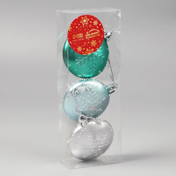 фото Украшение ёлочное "снежинка медальон" (набор 3 шт) мороз, 5,5 см, микс зимнее волшебство