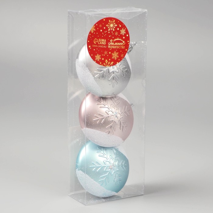 фото Украшение ёлочное "снежинка медальон" (набор 3 шт) нежность, 5,5 см, микс зимнее волшебство