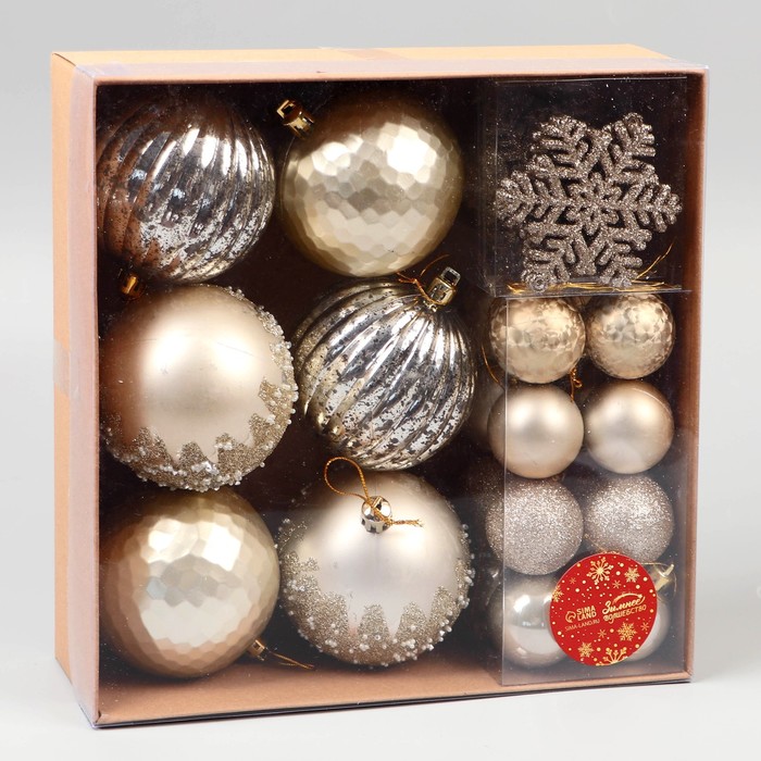 фото Набор украшений пластик 30 шт "торжество" d- 7 и 3,5 см, снежинка-6,5 см, микс зимнее волшебство