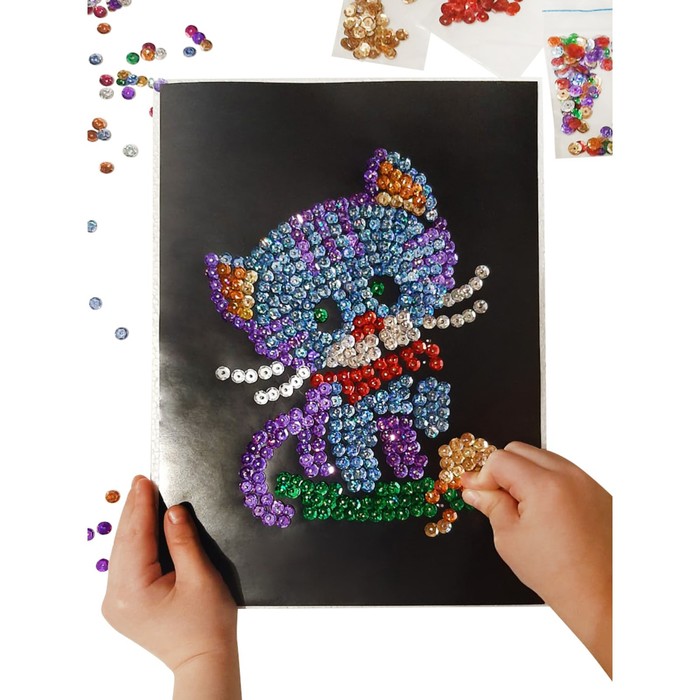Картина из пайеток «Котик» bondibon картина из пайеток разноцветный