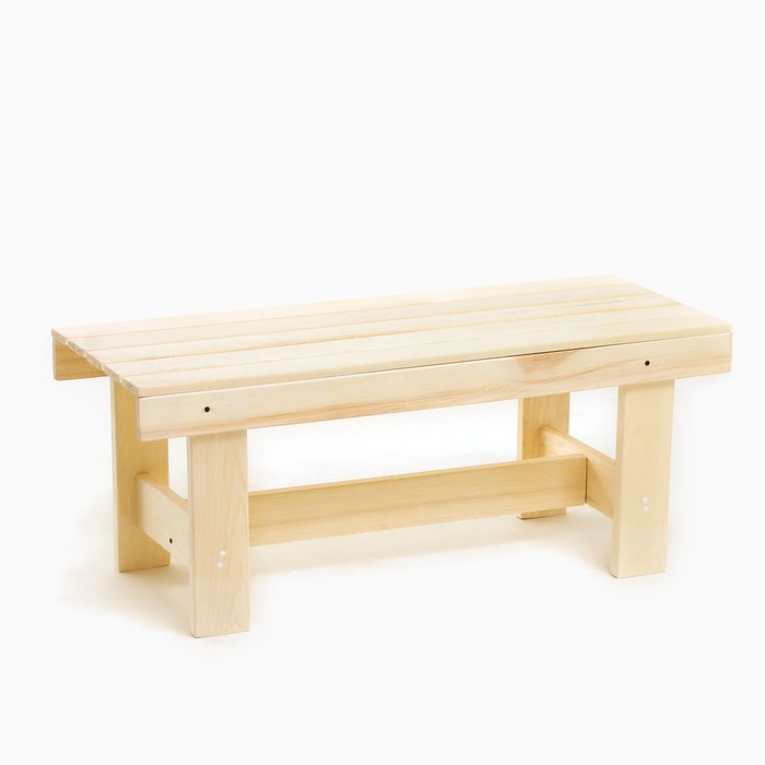 Лавочка (скамейка) деревянная из липы 100 х 32 х 42 см, без спинки, для бани и дачи, садовая цена и фото