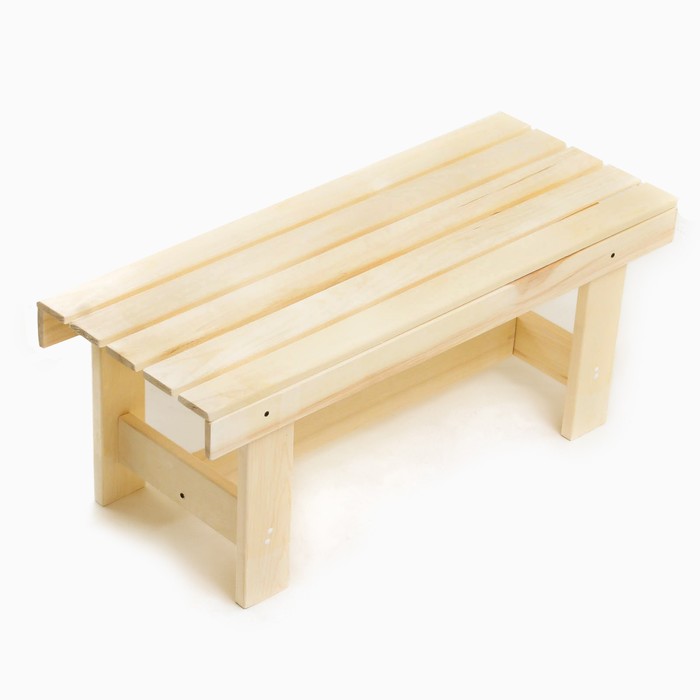 фото Лавочка (скамейка) деревянная из липы 100 х 32 х 42 см, без спинки, для бани и дачи, садовая
