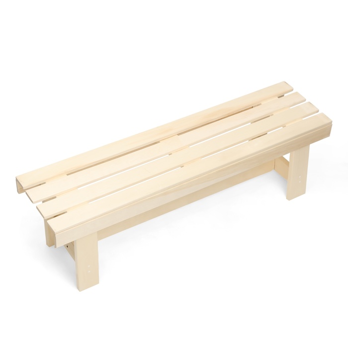 фото Лавочка (скамейка) деревянная из липы 130 х 32 х 42 см, без спинки, для бани, дачи и сада