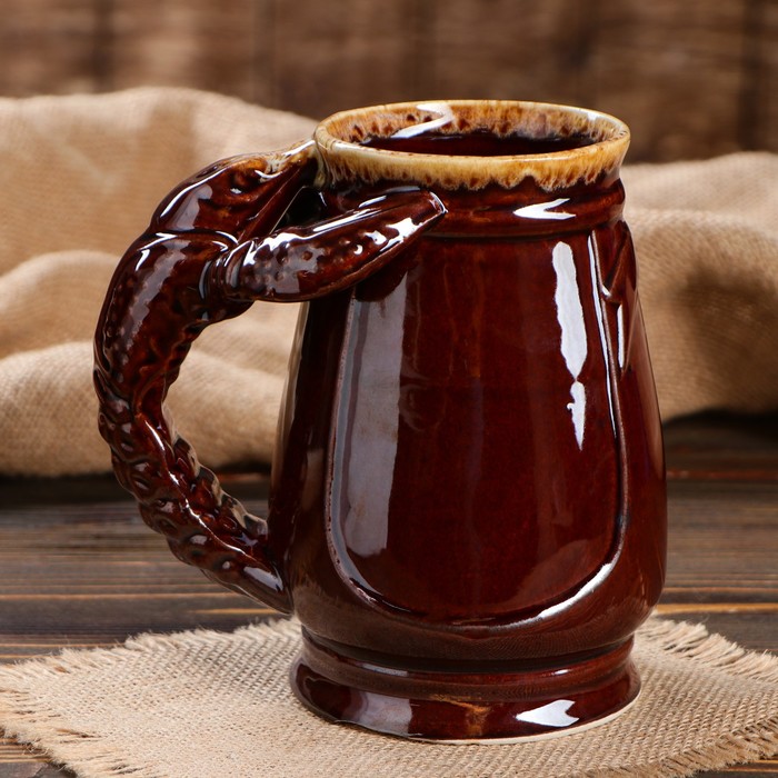 Кружка для пива "Рак" коричневая, 1 л