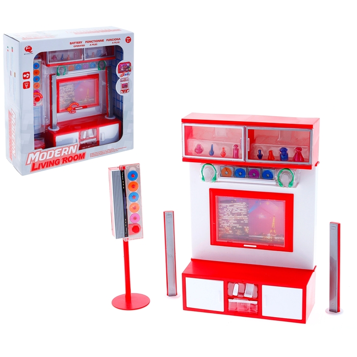 Набор мебели "Гостиная" с телевизором и колонками, звуковые эффекты