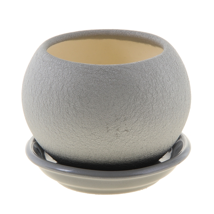 Кашпо "Шар" муар, серебро, 0,4 л