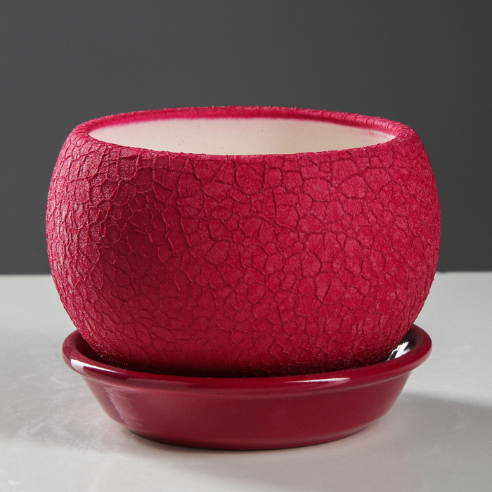 Кашпо "Шар" шёлк, бордовое, 0,4 л