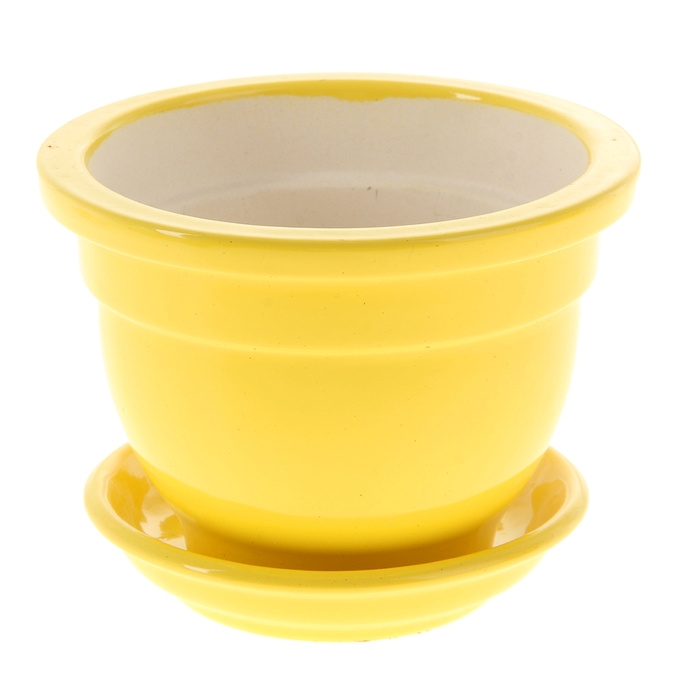 Кашпо "Бета" фиалочница, жёлтое, глянец, 0,5 л