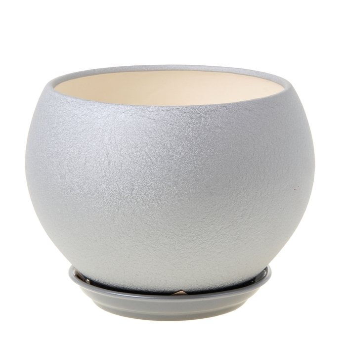 Кашпо "Шар" муар, серебро, 4,1 л