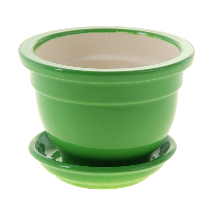 Кашпо "Бета" фиалочница, зелёное, глянец, 0,5 л