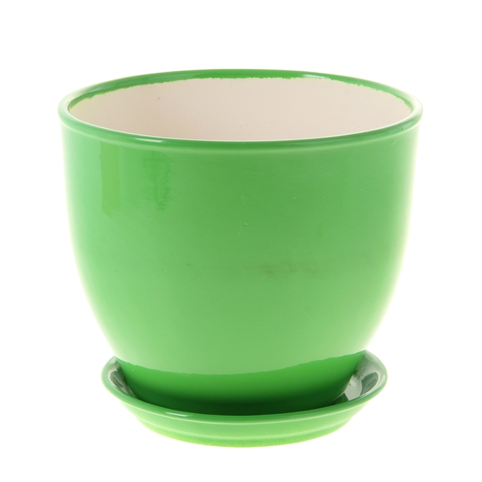 Кашпо "Виктор" зелёное, глянец 4 л