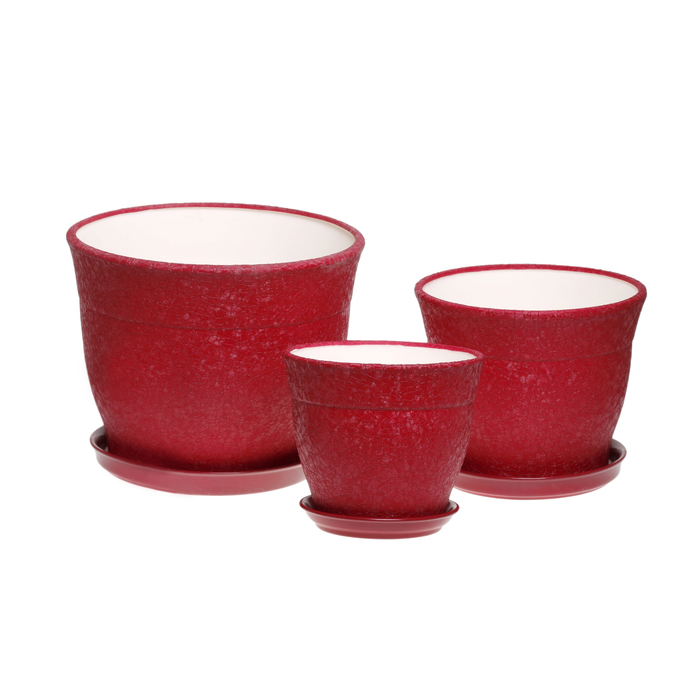 Набор кашпо 4 шт. "Флорис" шёлк, бордовое 12,3 л/ 5,5 л/ 3,5 л/ 1,2 л