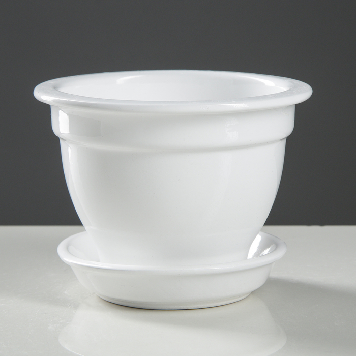 Кашпо "Бета" фиалочница, белое, матовое, 0,5 л