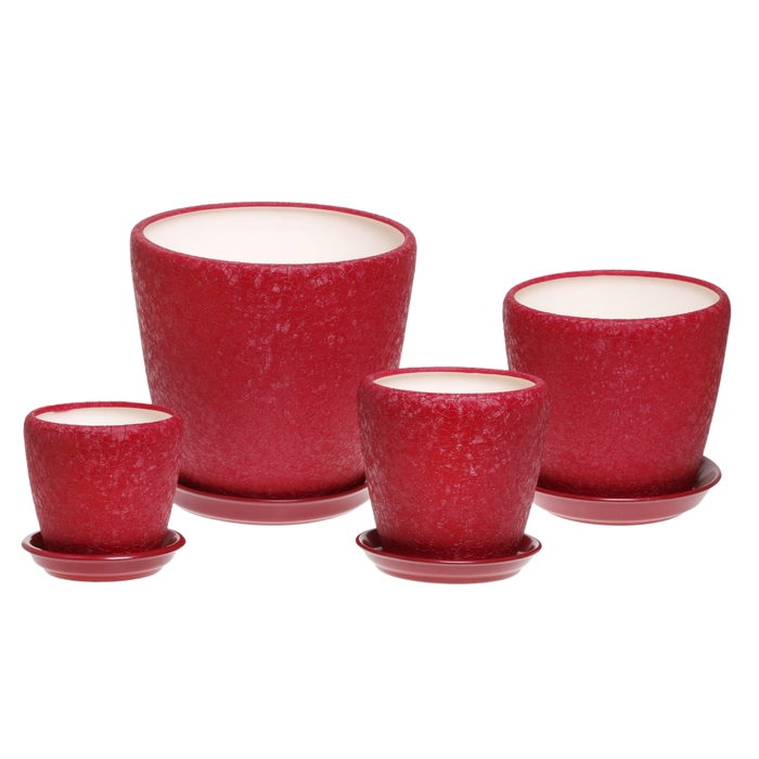 Набор кашпо 4 шт. "Грация" шёлк, бордовое 10 л/ 4,5 л/ 2,3 л/ 1,2 л