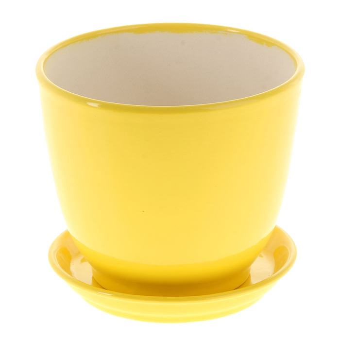 Кашпо "Кедр" жёлтое, глянец, 2,2 л