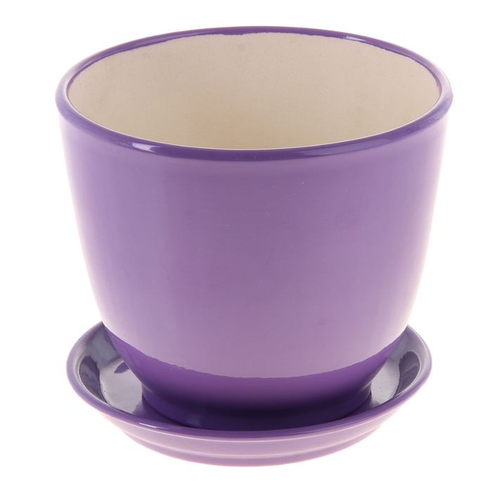 Кашпо "Кедр" сиреневое, глянец, 2,2 л