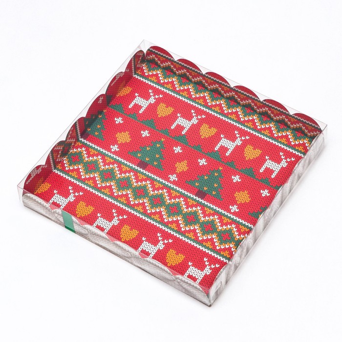 Коробка для печенья Вязанка, 21 х 21 х 3 см цена и фото