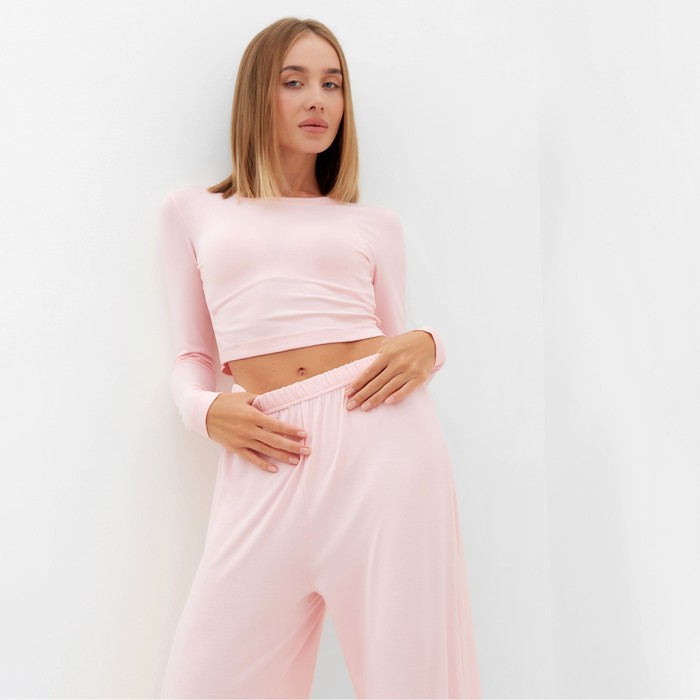 Комплект женский (лонгслив, брюки) MINAKU: Home collection цвет розовый, р-р 48