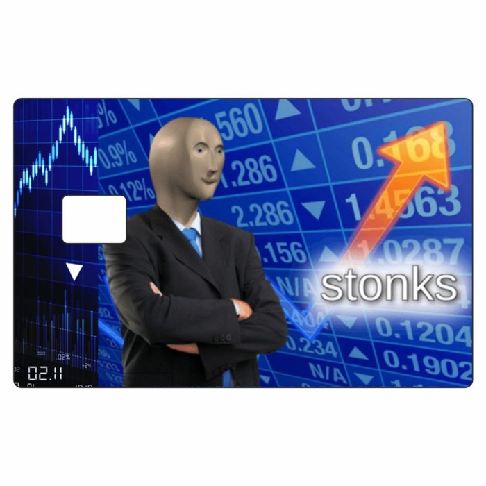 Наклейка STONKS на пропуск, банковскую карту, 85 х 54 мм наклейка три рубля на пропуск банковскую карту 85 х 54 мм