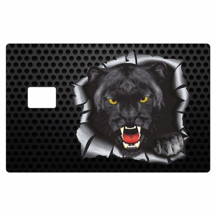 Наклейка Разлом черная пантера на пропуск, банковскую карту, 85 х 54 мм наклейка разлом черная пантера 15 х 15 см