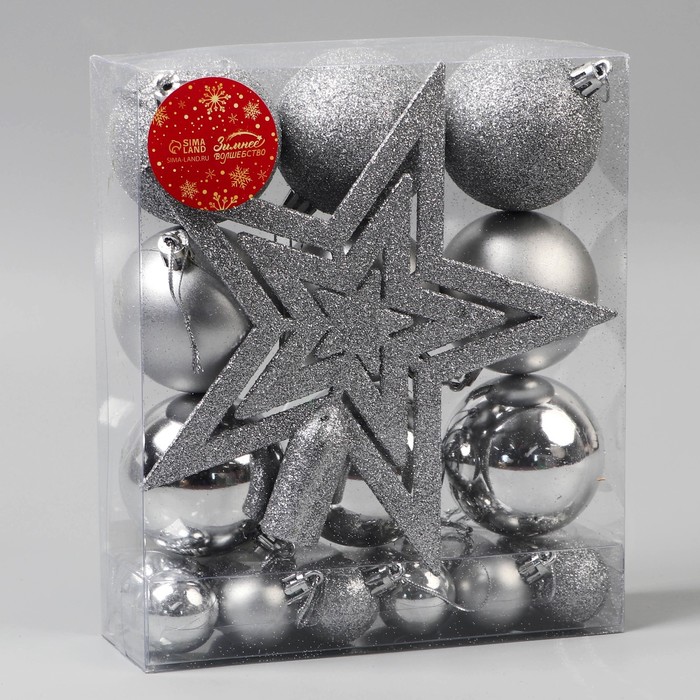 фото Набор украшений пластик 22 шт "звёздный вечер" серебро зимнее волшебство