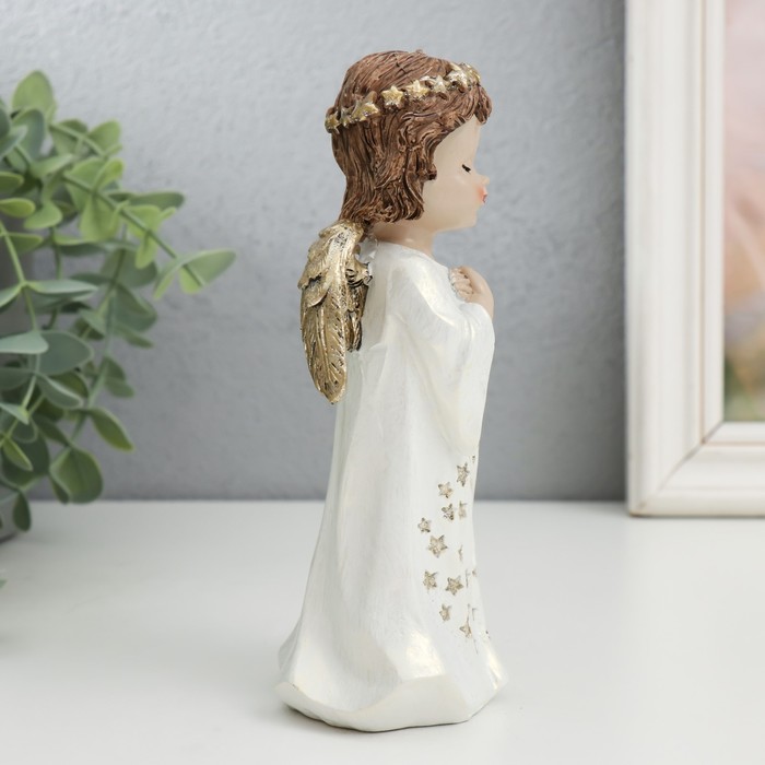 фото Сувенир полистоун "ангелочек в платье со звёздами - блаженство" 8,5х6х16,5 см