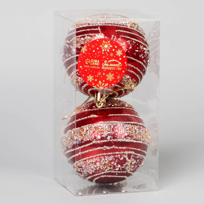 фото Набор шаров пластик d-8 см, 2 шт "орбита" красный зимнее волшебство