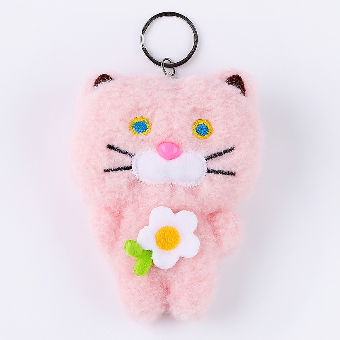 

Мягкая игрушка «Кот с цветочком», на брелоке, 11 см, цвета МИКС
