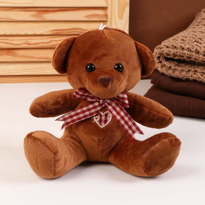 Мягкая игрушка «Мишка», с бантиком, 18 см, цвет коричневый мягкая игрушка собака коричневый с бантиком 25см милый антистресс