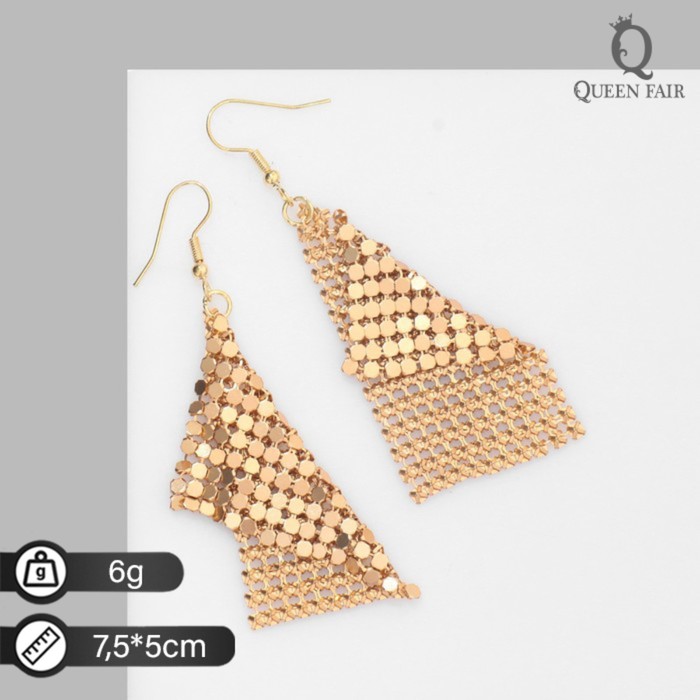 фото Серьги висячие "ромб" диско, цвет золото, 7,5см queen fair