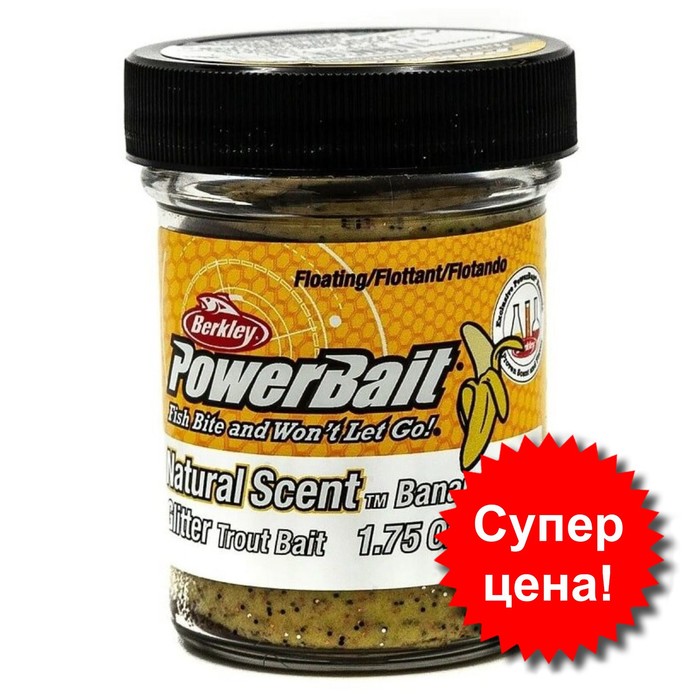 

Паста форелевая Berkley PowerBait, приманка, натуральный запах, банан буст, 50 гр